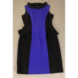 Teri‎ Jon Rickie Freeman Dress Peplum Sheath Sleeveless Black Blue Size 8